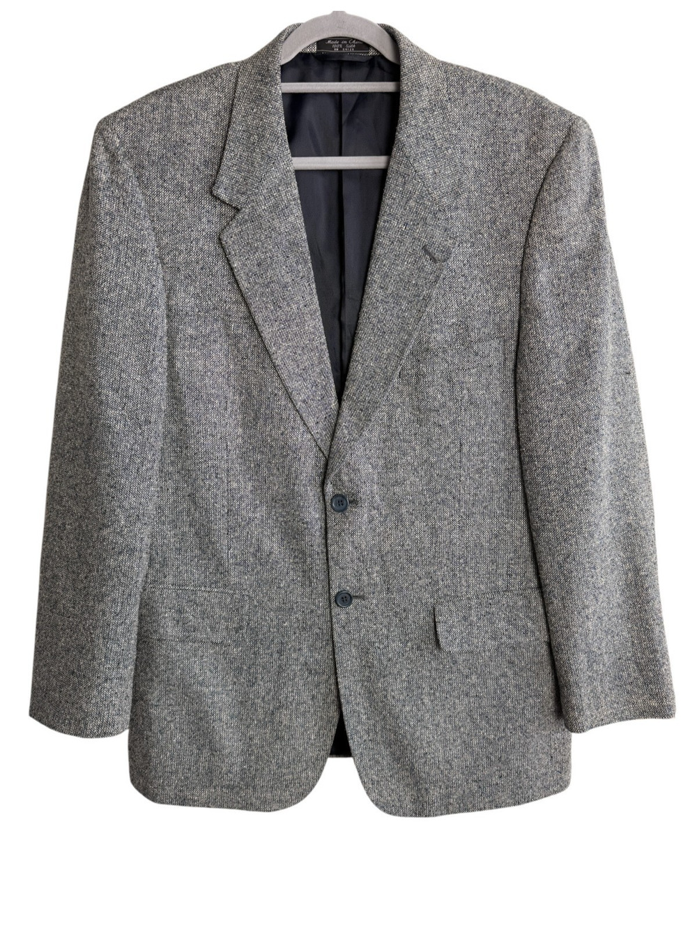 Bert Pulitzer Mens 40R 100% Silk Gray Tweed Woven Two Button Blazer Sport Coat